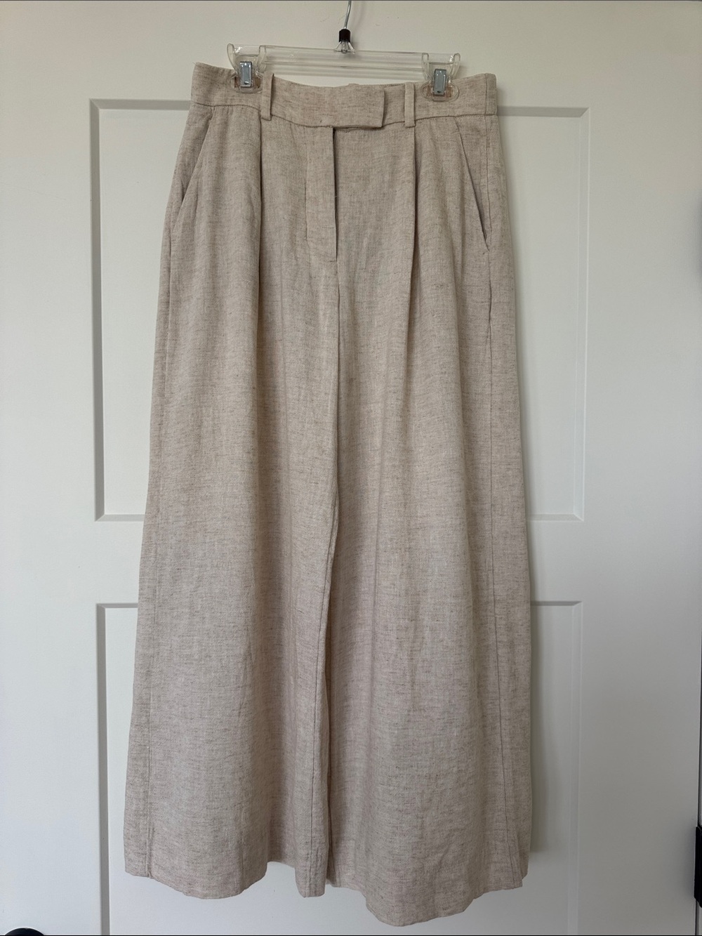 Abercrombie & Fitch Neutral Beige Wide-Leg Trousers